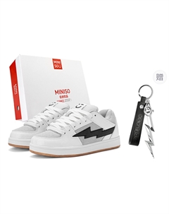 Молния M серия низкие скейтерские кроссовки унисекс бело-серые (с брелоком), цвет White Gray (Includes Keychain) Miniso