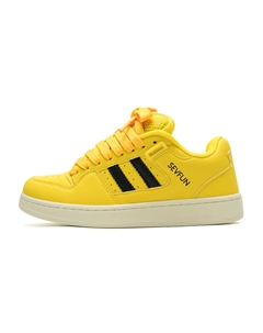 Низкие скейтерские кеды унисекс в подарочной упаковке - желто-черные (без подкладки), цвет Yellow Black (Unlined Shoes) 7 sevfun