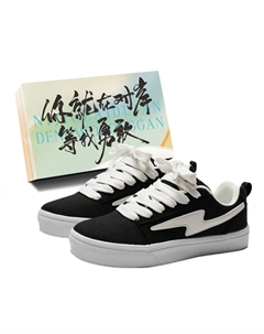 Низкие скейтерские кроссовки унисекс черно-белые молния с коробкой, цвет Black White Lightning+Shoe Box Jimixiong