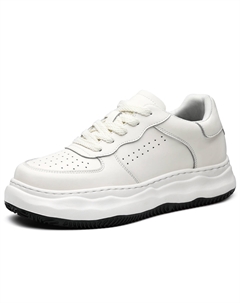 Мужские низкие скейтерские кроссовки с высотой подошвы 7 см белые 01, цвет {Height Increasing 7CM} White 01 Chint