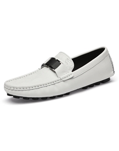 Мокасины мужские черно-сине-бело-серые белые, цвет White[Leather Shoe Size: Athletic Shoes 41 = Size 40 in This Model] Mulinsen