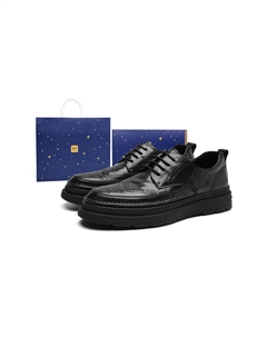 Деловые Универсальные Износостойкие Броговые Туфли Платформенные Классические Туфли Мужские, Черный [Коробка] Hla