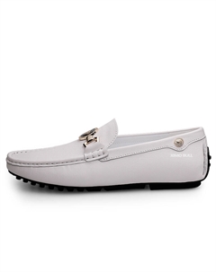 Мокасины мужские черно-белые белые, цвет White Ximo bull