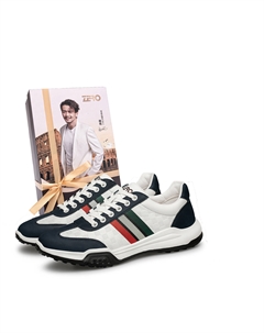 Мужские повседневные кроссовки низкие бело-голубые, цвет White Blue Zro