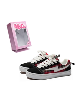 Износостойкие дышащие непромокаемые низкие кеды унисекс черно-красные с красными шнурками, цвет Black Red (Red Shoe Laces) Abcio