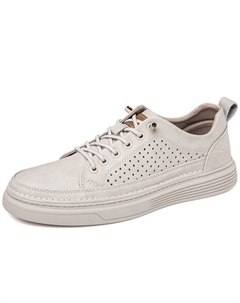 Антискользящие износостойкие мужские низкие кеды для скейтбординга - бежевые с вырезами, цвет Beige Cut-Out Mulinsen