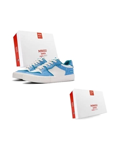 Низкие скейтерские кроссовки унисекс бело-голубые, цвет White Blue Miniso