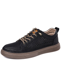 Антискользящие износостойкие мужские скейтерские кеды низкие с вырезами черные, цвет Black Cut-Out Mulinsen