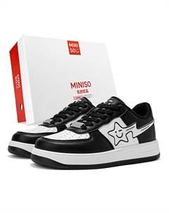 Низкие скейтерские кроссовки унисекс бело-черные с эффектом увеличения роста, цвет White Black Height Increasing-Box Miniso