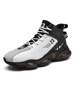 Мужские кроссовки с амортизацией Mid-Top бело-черные, цвет White Black Tonybear