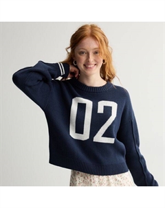 Детский вязаный свитер с V-образным вырезом, цвет blue white number So