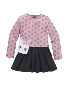 Трикотажное платье "для маленьких девочек" с накладной блестящей лентой и небольшим карманом, синий Kidsworld