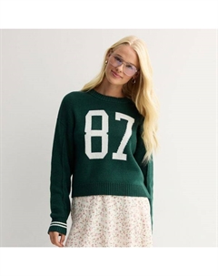 Детский вязаный свитер с V-образным вырезом, цвет green white number So