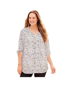 Женская блузка размера плюс Breezeway из жоржета, цвет Black Dot Catherine's