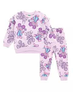 Комплект для девочек: худи и брюки из френч-тери, фиолетовый Sesame street