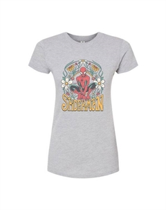 Детская облегающая футболка Spider-Man с винтажным цветочным принтом, серый Marvel