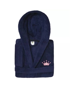 Детский розовый махровый халат с капюшоном и суперплюшем в виде короны, синий Linum home textiles