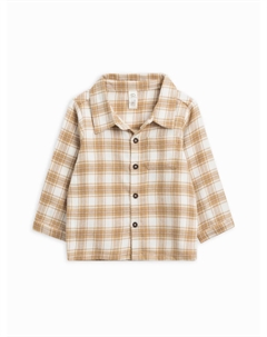 Мальчиковая рубашка Logan с воротником на пуговицах в клетку латте, Latte Plaid Colored organics
