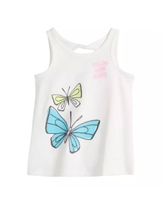 Майка-борцовка для девочек 4-12 лет с закручивающейся спинкой, цвет white butterfly Jumping beans