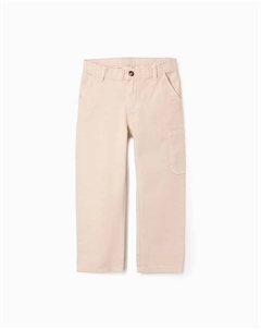Детские брюки из саржи с накладными карманами, бежевый Zippy