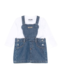 Комплект из джинсовой юбки с вышитым логотипом, белый Moschino kids