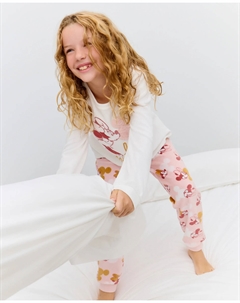 Длинная пижама на липучках с принтом Minnie Love, штаны с принтом для девочки, белый Cotton juice