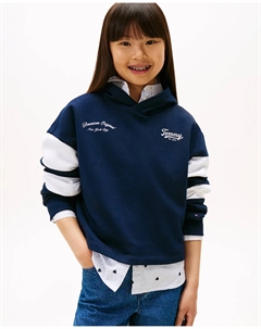 Детское худи с капюшоном и контрастными рукавами, синий Tommy hilfiger