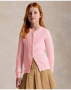 Детский кардиган из хлопка с узором "восьмерки", розовый Polo ralph lauren
