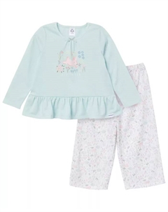 Пижамный комплект для девочек Toddler Girls 2-Piece Peplum Pajama Set, синий Gerber