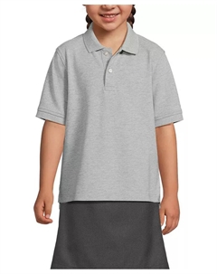 Школьная форма для девочек: поло с коротким рукавом из сетчатой ткани, серый Lands' end