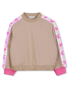 Детская хлопковая толстовка натурального цвета, бежевый/розовый Billieblush