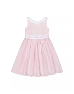 Праздничное платье для девочек с круглым воротником и вышитым поясом из сатина, розовый Hope & henry