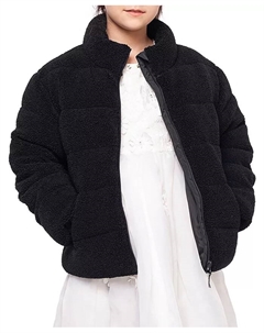 Пуховая куртка Big Girls Sherpa с подкладкой из овчины, черный Rokka&rolla