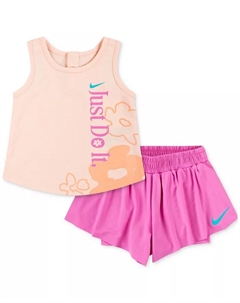 Детский комплект для девочек: майка и шорты Dri-FIT Wildflower, 2 предмета, розовый Nike