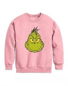 Топ из флиса с рисунком лица Гринча для больших девочек, розовый The grinch