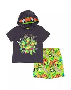 Комплект одежды для детей от малышей до подростков: футболка Leonardo Michelangelo Raphael и шорты с сетчатыми вставками, серый Teenage mutant ninja turtles