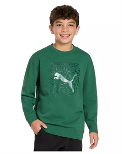 X TMNT Большие мальчики Расслабленный принтованный свитшот, зеленый Puma