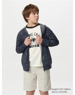 Толстовка с капюшоном airism uv protection на молнии с принтом, цвет 08 серый Uniqlo