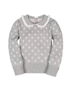Органический свитер с длинными рукавами и воротником Питер Пэн для маленьких и больших девочек, серый Hope & henry