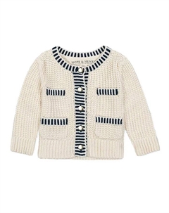 Кардиган-свитер из органической ткани с рукавами-фонариками для девочек, белый Hope & henry