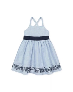 Праздничное сарафан без рукавов для девочек постарше с вышивкой и бантом на спине Heirloom, синий Hope & henry