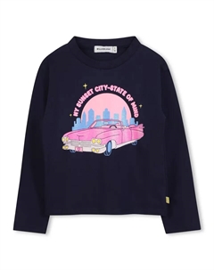 Детская футболка голубого цвета из хлопка, темно-синий Billieblush