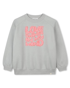 Детская зеленая толстовка с круглым вырезом, светло-серый Billieblush