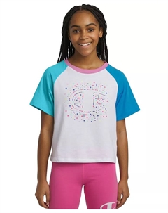 Футболка с цветными блоками и логотипом Big Girls Meet and Greet, белый Champion