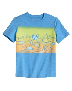 Футболка с коротким рукавом и принтом для мальчиков 4–12 лет, цвет blue construction Jumping beans