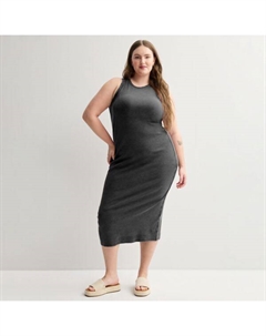 Трикотажное платье макси больших размеров для юниоров, черный So