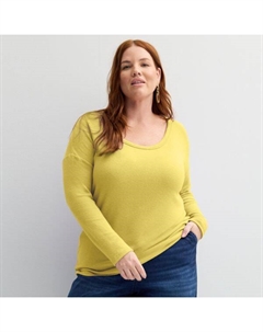 Пуловер больших размеров с длинными рукавами и круглым вырезом, цвет transcend green Sonoma goods for life