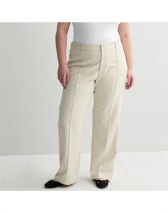 Брюки прямого кроя со складками для юниоров больших размеров, белый So