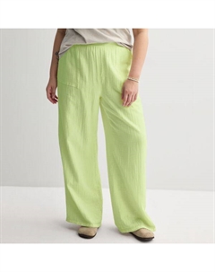 Брюки больших размеров с высокой талией из двойной марли для юниоров, цвет lime tint So