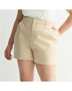 Брюки-шорты больших размеров с высокой талией и складками для юниоров, цвет tan white So